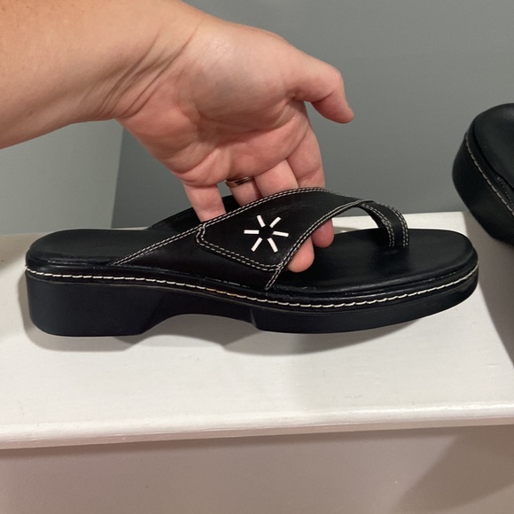 Clarks Y2K 2004 Chunky Sandal Leather Black & White Sandals sz 9 GREAT CONDITION - Picture 9 of 17